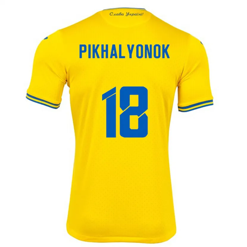 Danxen Kid Ukraine Oleksandr Pikhalyonok #18 Yellow Home Jersey 24-26 T-Shirt