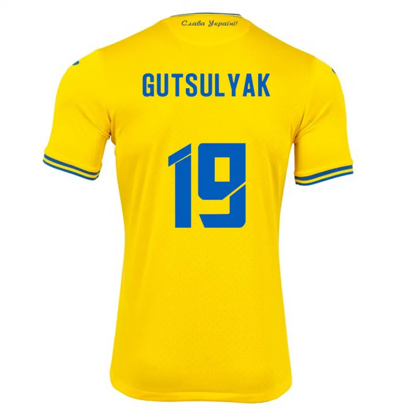 Danxen Kid Ukraine Oleksiy Gutsulyak #19 Yellow Home Jersey 24-26 T-Shirt