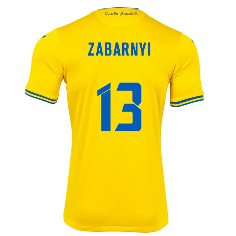 Danxen Kid Ukraine Ilya Zabarnyi #13 Yellow Home Jersey 24-26 T-Shirt