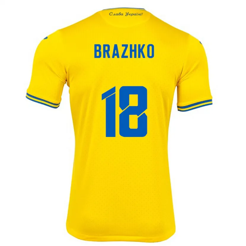 Danxen Kid Ukraine Volodymyr Brazhko #18 Yellow Home Jersey 24-26 T-Shirt