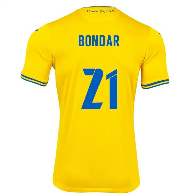 Danxen Kid Ukraine Valeriy Bondar #21 Yellow Home Jersey 24-26 T-Shirt