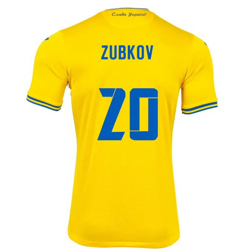 Danxen Kid Ukraine Oleksandr Zubkov #20 Yellow Home Jersey 24-26 T-Shirt