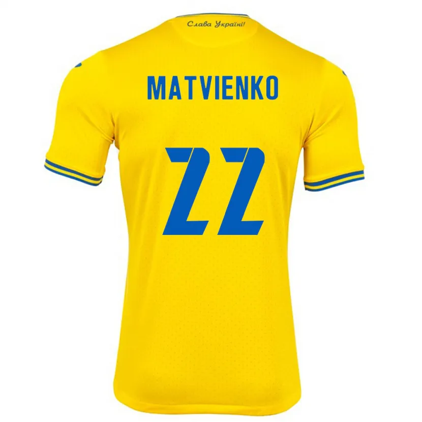 Danxen Kid Ukraine Mykola Matvienko #22 Yellow Home Jersey 24-26 T-Shirt