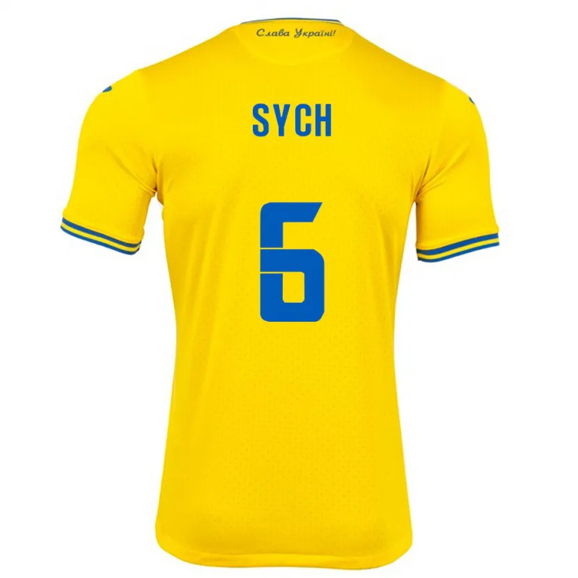 Danxen Kid Ukraine Oleksiy Sych #6 Yellow Home Jersey 24-26 T-Shirt