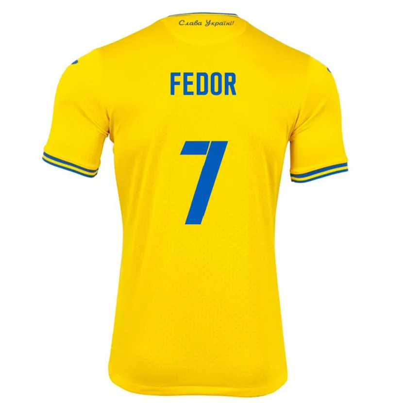 Danxen Kid Ukraine Oleg Fedor #7 Yellow Home Jersey 24-26 T-Shirt