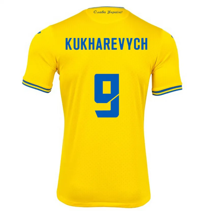 Danxen Kid Ukraine Mykola Kukharevych #9 Yellow Home Jersey 24-26 T-Shirt