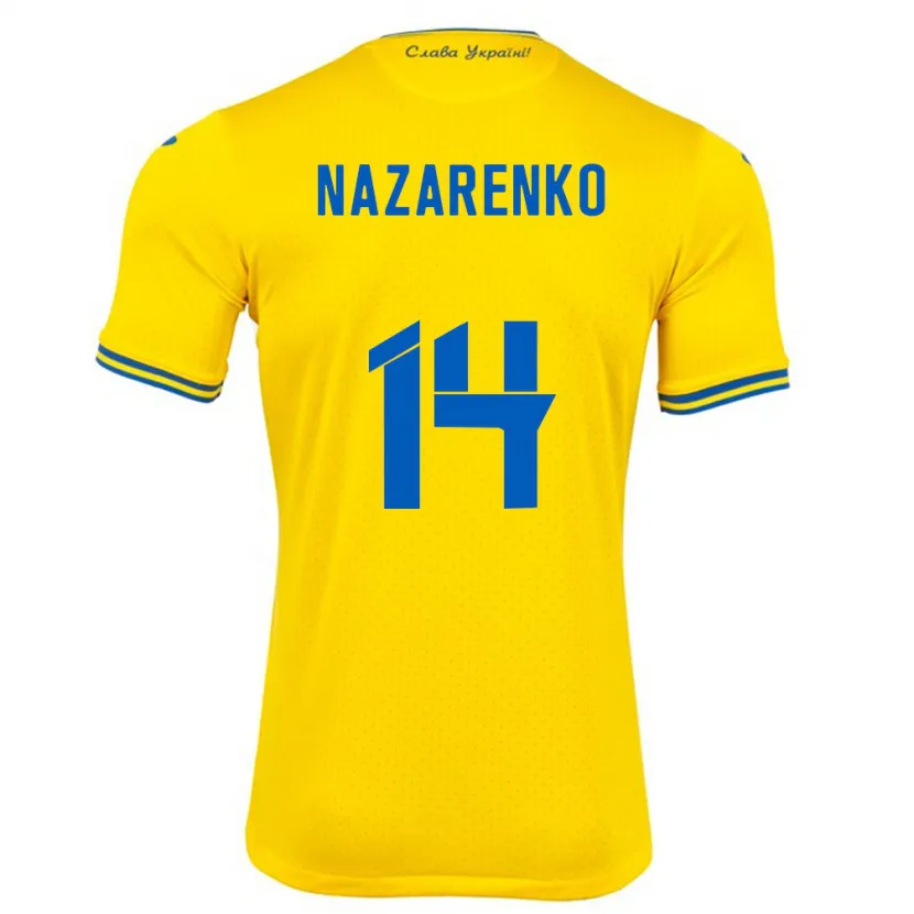 Danxen Kid Ukraine Oleksandr Nazarenko #14 Yellow Home Jersey 24-26 T-Shirt