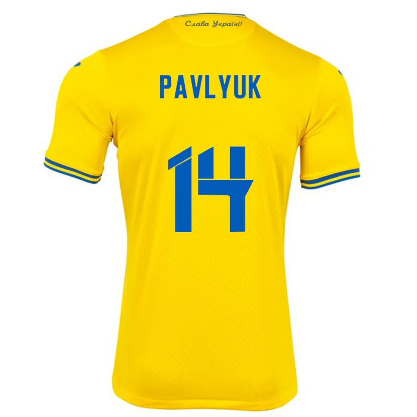 Danxen Kid Ukraine Yevgen Pavlyuk #14 Yellow Home Jersey 24-26 T-Shirt