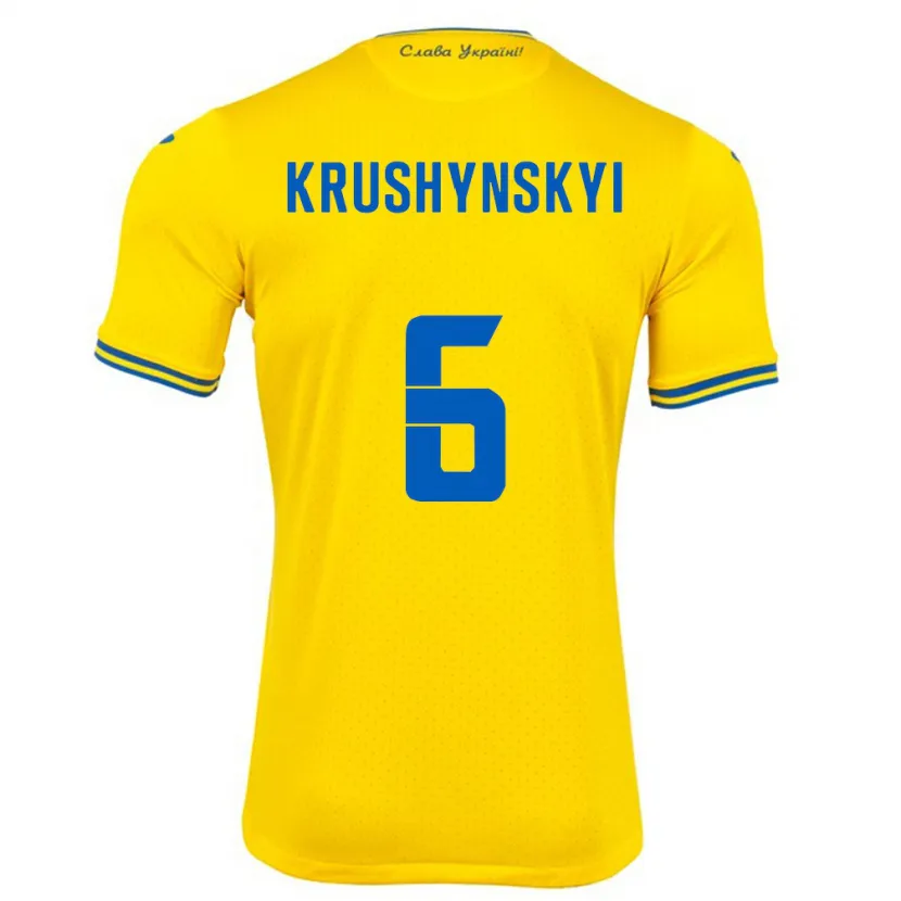 Danxen Kid Ukraine Borys Krushynskyi #6 Yellow Home Jersey 24-26 T-Shirt