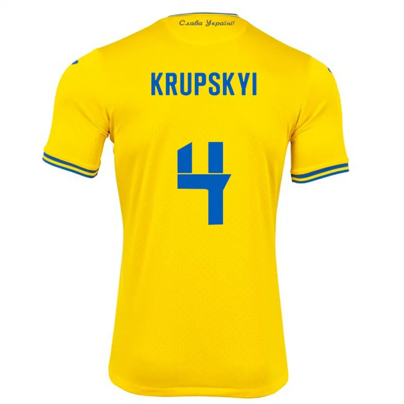 Danxen Kid Ukraine Ilya Krupskyi #4 Yellow Home Jersey 24-26 T-Shirt