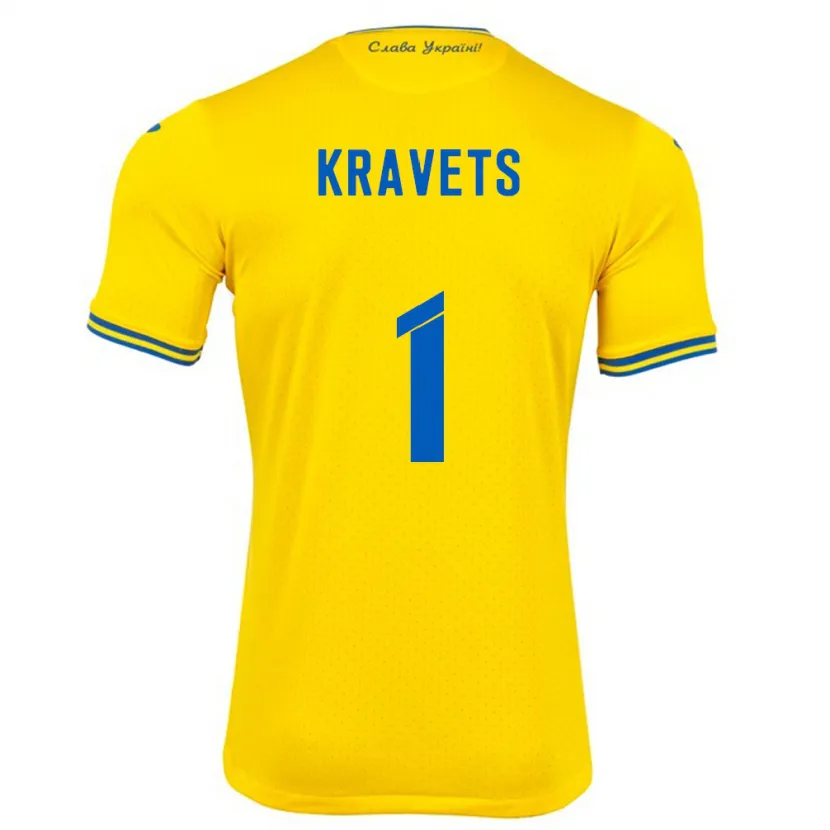 Danxen Kid Ukraine Vladyslav Kravets #1 Yellow Home Jersey 24-26 T-Shirt