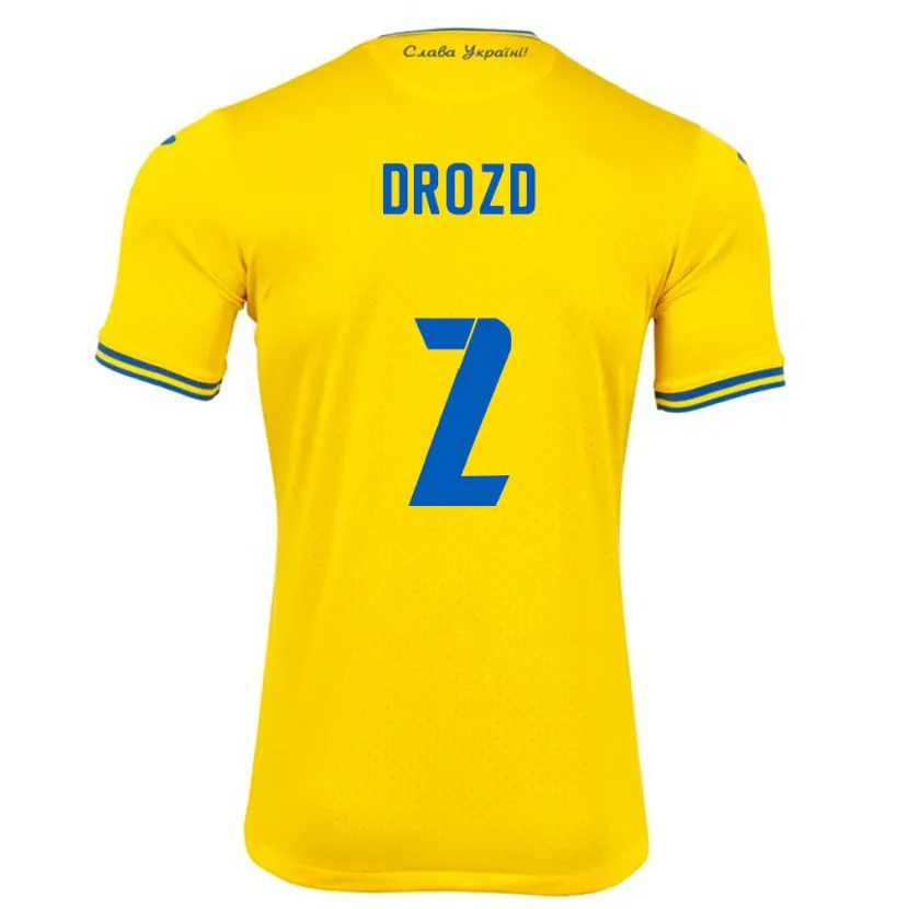 Danxen Kid Ukraine Anton Drozd #2 Yellow Home Jersey 24-26 T-Shirt