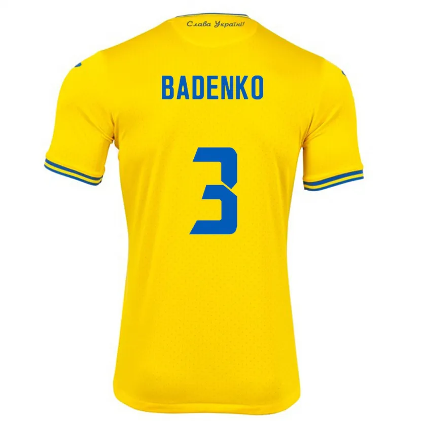 Danxen Kid Ukraine Ilya Badenko #3 Yellow Home Jersey 24-26 T-Shirt