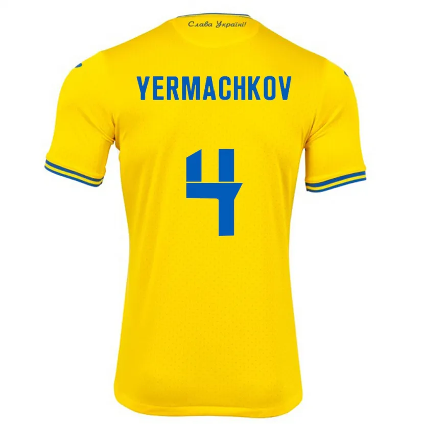 Danxen Kid Ukraine Ivan Yermachkov #4 Yellow Home Jersey 24-26 T-Shirt