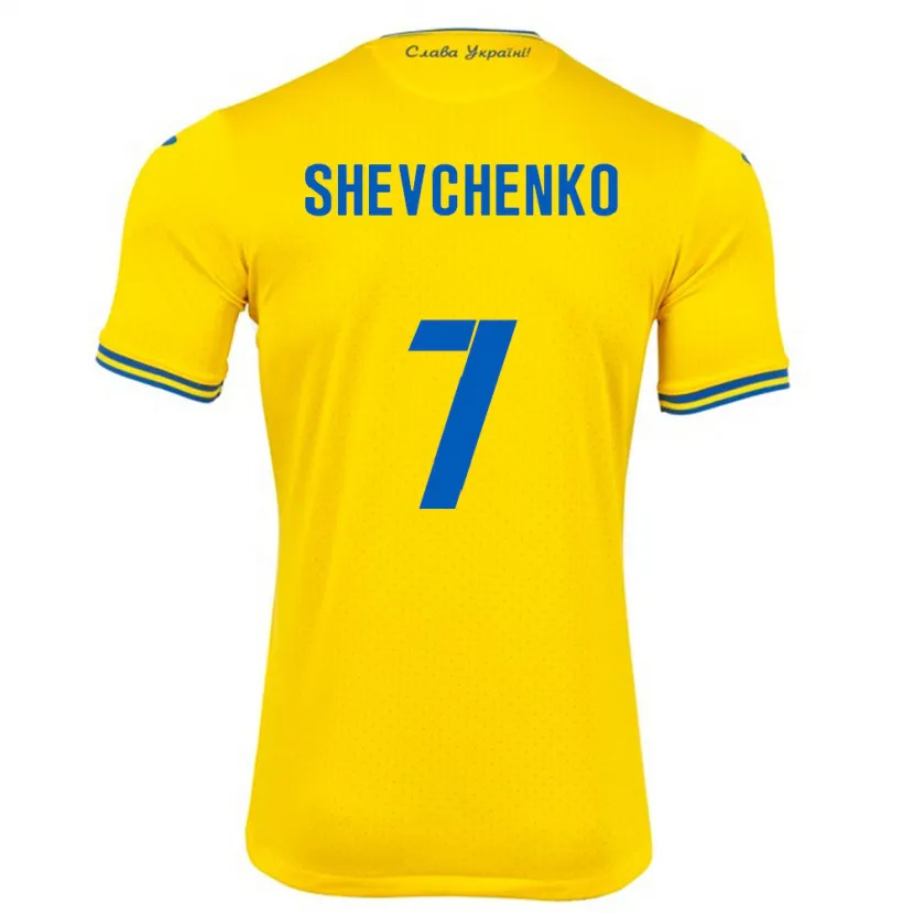 Danxen Kid Ukraine Kristian Shevchenko #7 Yellow Home Jersey 24-26 T-Shirt