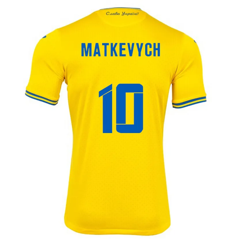 Danxen Kid Ukraine Andriy Matkevych #10 Yellow Home Jersey 24-26 T-Shirt