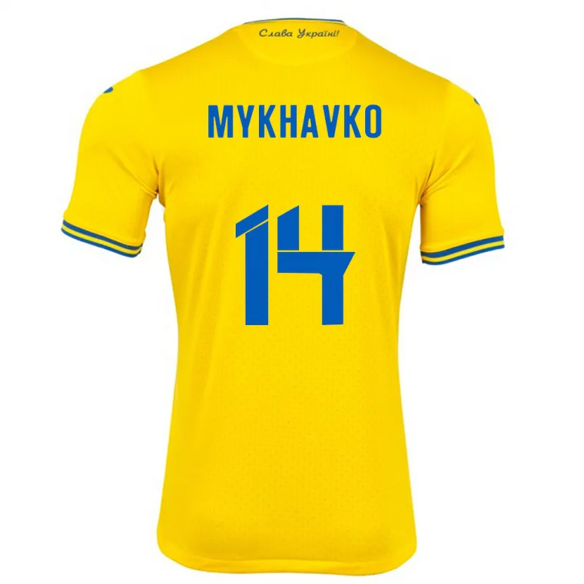 Danxen Kid Ukraine Taras Mykhavko #14 Yellow Home Jersey 24-26 T-Shirt