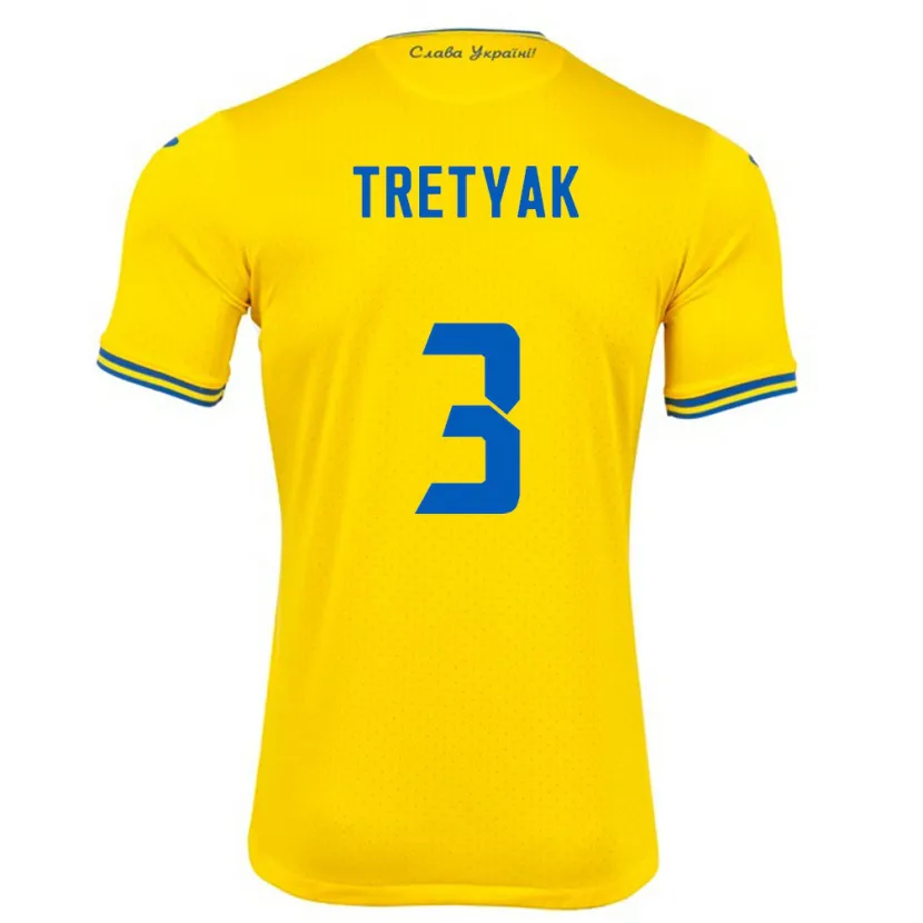 Danxen Kid Ukraine Demyan Tretyak #3 Yellow Home Jersey 24-26 T-Shirt