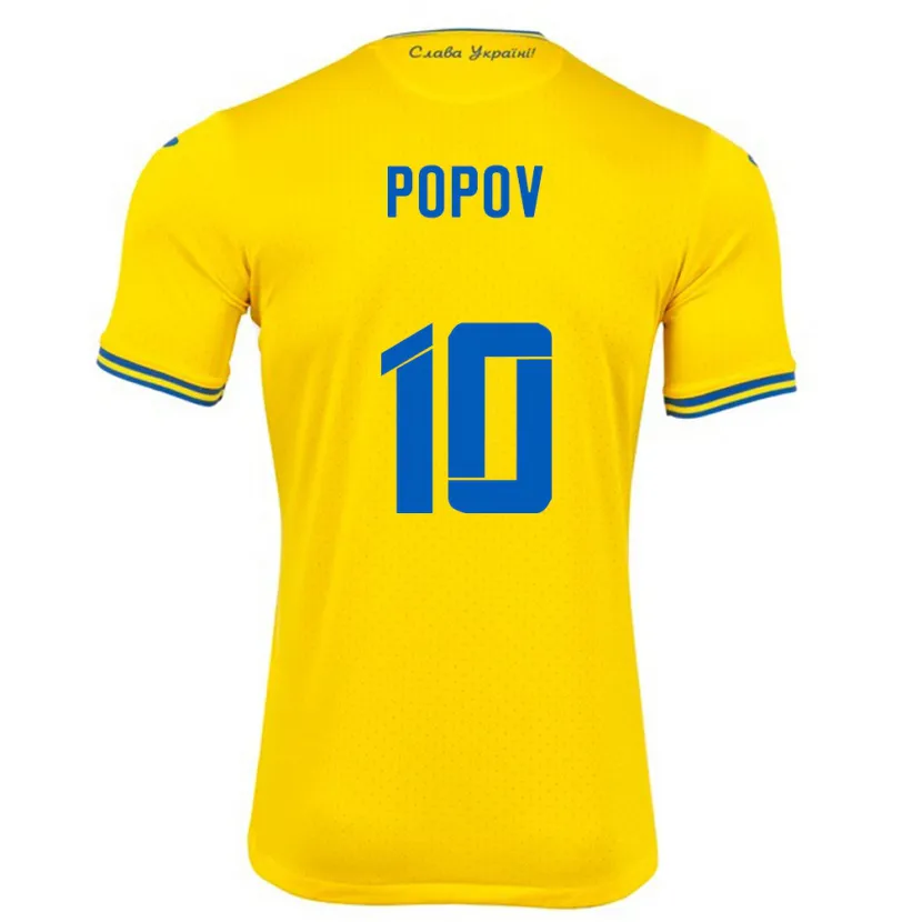 Danxen Kid Ukraine Bogdan Popov #10 Yellow Home Jersey 24-26 T-Shirt