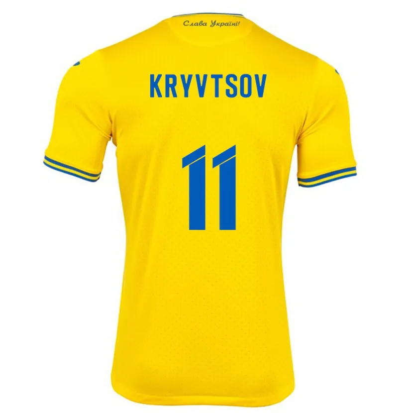 Danxen Kid Ukraine Nikita Kryvtsov #11 Yellow Home Jersey 24-26 T-Shirt