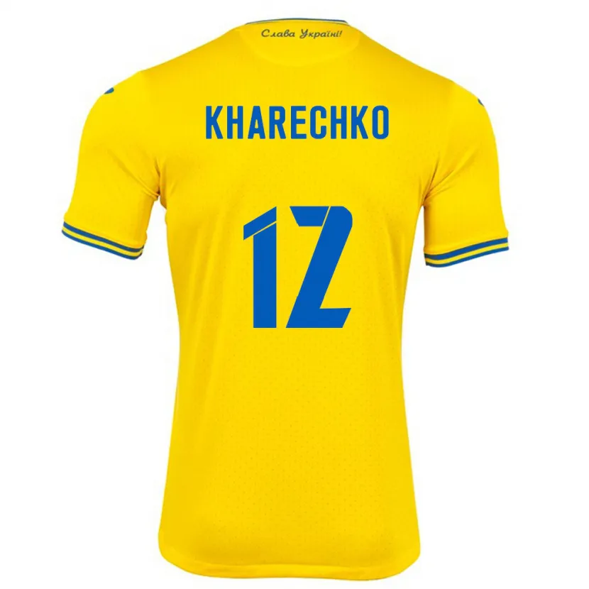 Danxen Kid Ukraine Oleksandr Kharechko #12 Yellow Home Jersey 24-26 T-Shirt