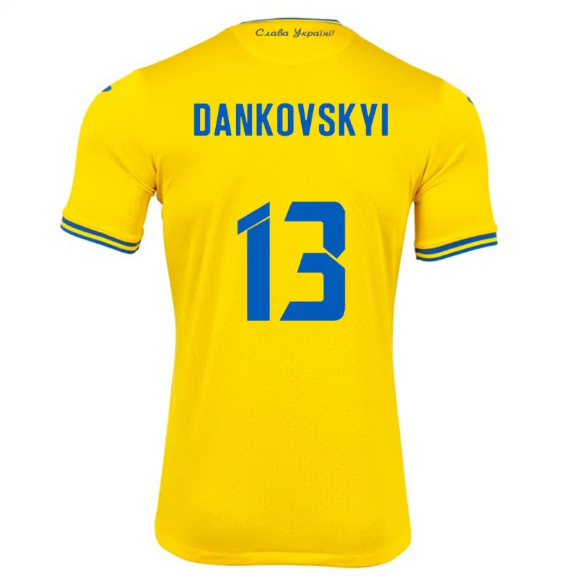 Danxen Kid Ukraine Yegor Dankovskyi #13 Yellow Home Jersey 24-26 T-Shirt