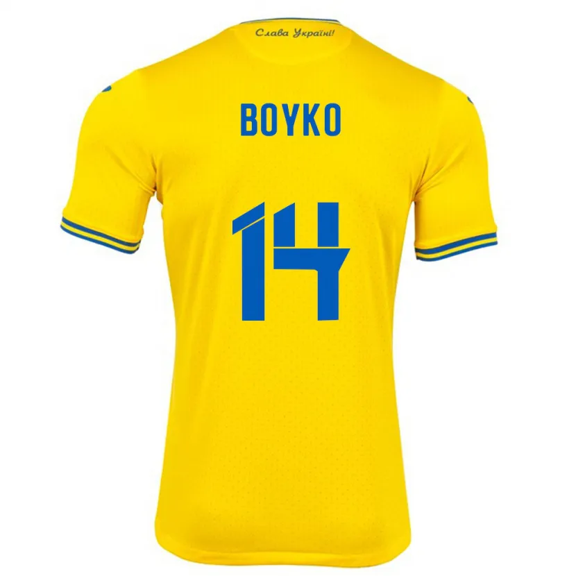 Danxen Kid Ukraine Evgen Boyko #14 Yellow Home Jersey 24-26 T-Shirt