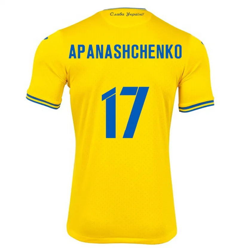 Danxen Kid Ukraine Daryna Apanashchenko #17 Yellow Home Jersey 24-26 T-Shirt