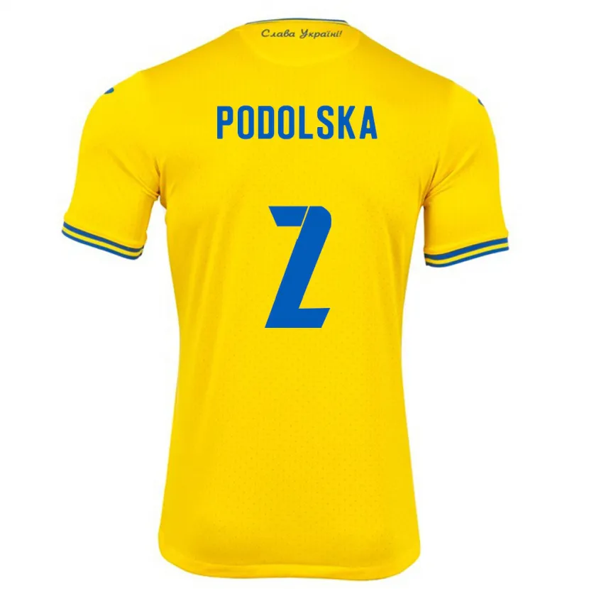 Danxen Kid Ukraine Iryna Podolska #2 Yellow Home Jersey 24-26 T-Shirt