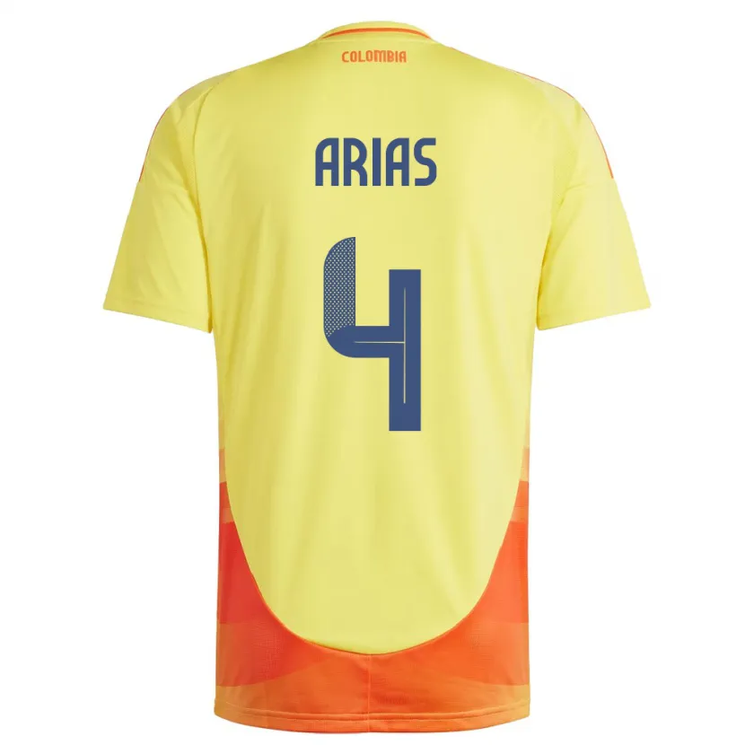 Danxen Kid Colombia Santiago Arias #4 Yellow Home Jersey 24-26 T-Shirt