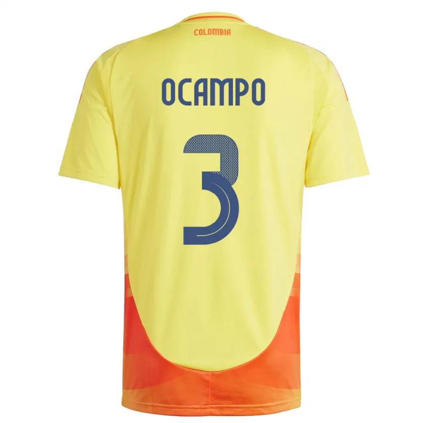 Danxen Kid Colombia Édier Ocampo #3 Yellow Home Jersey 24-26 T-Shirt