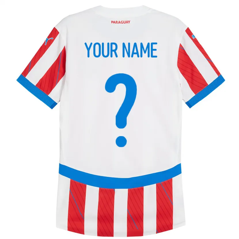 Danxen Kid Paraguay Your Name #0 White Red Home Jersey 24-26 T-Shirt