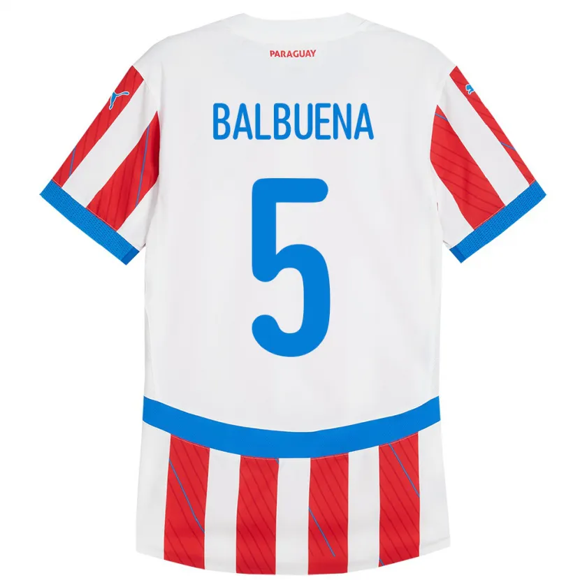 Danxen Kid Paraguay Fabián Balbuena #5 White Red Home Jersey 24-26 T-Shirt