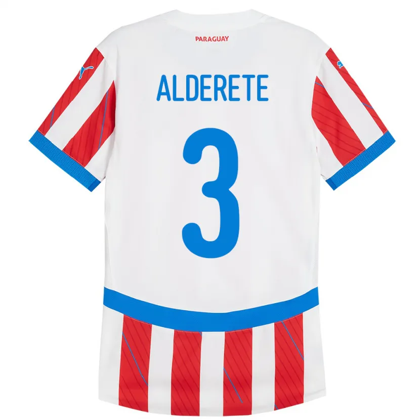 Danxen Kid Paraguay Omar Alderete #3 White Red Home Jersey 24-26 T-Shirt