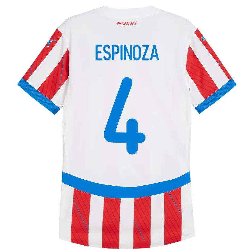 Danxen Kid Paraguay Matías Espinoza #4 White Red Home Jersey 24-26 T-Shirt