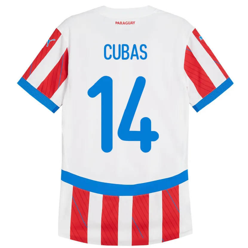 Danxen Kid Paraguay Andrés Cubas #14 White Red Home Jersey 24-26 T-Shirt