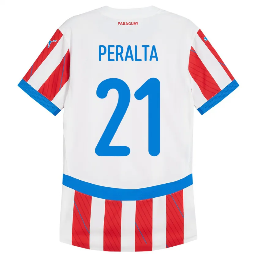 Danxen Kid Paraguay Fabrizio Peralta #21 White Red Home Jersey 24-26 T-Shirt