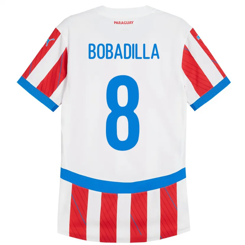 Danxen Kid Paraguay Damián Bobadilla #8 White Red Home Jersey 24-26 T-Shirt