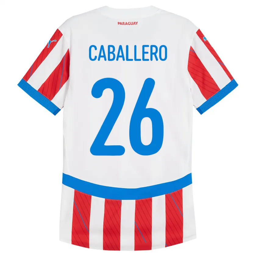 Danxen Kid Paraguay Hernesto Caballero #26 White Red Home Jersey 24-26 T-Shirt