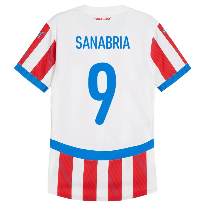 Danxen Kid Paraguay Antonio Sanabria #9 White Red Home Jersey 24-26 T-Shirt