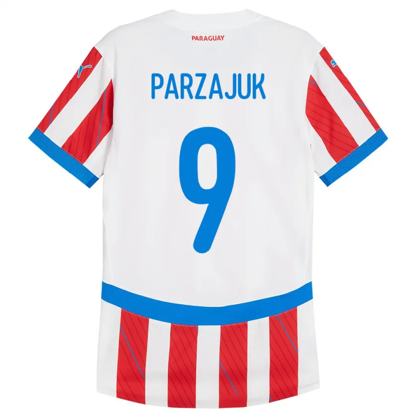 Danxen Kid Paraguay Kevin Parzajuk #9 White Red Home Jersey 24-26 T-Shirt