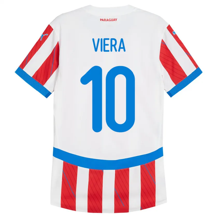 Danxen Kid Paraguay Wílder Viera #10 White Red Home Jersey 24-26 T-Shirt