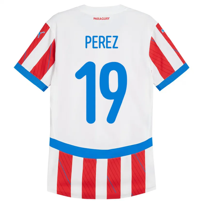 Danxen Kid Paraguay Marcelo Pérez #19 White Red Home Jersey 24-26 T-Shirt