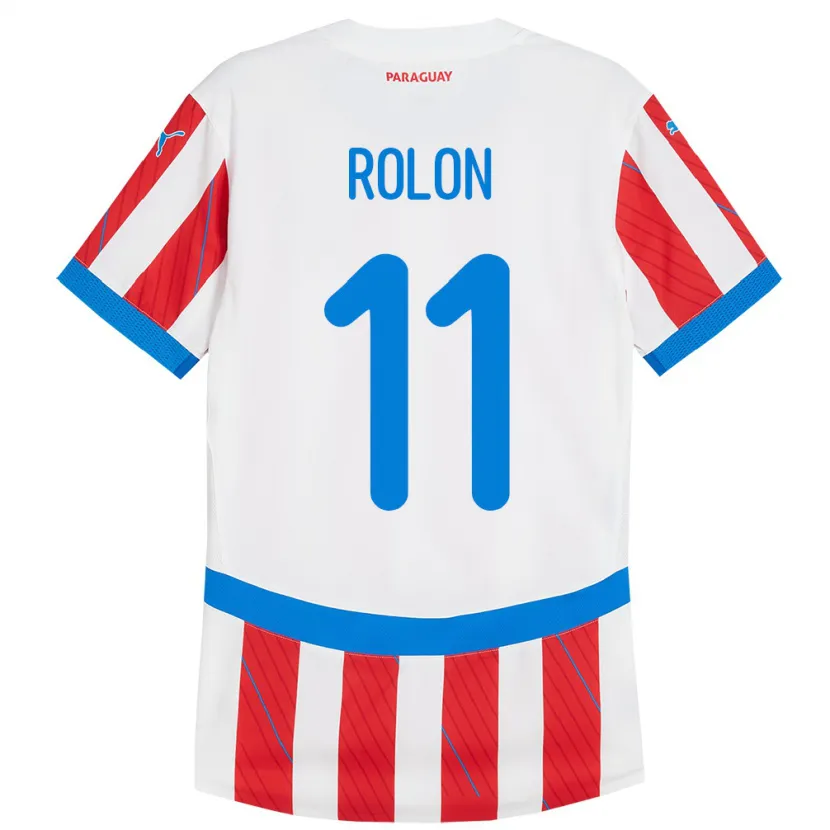 Danxen Kid Paraguay Leonardo Rolón #11 White Red Home Jersey 24-26 T-Shirt