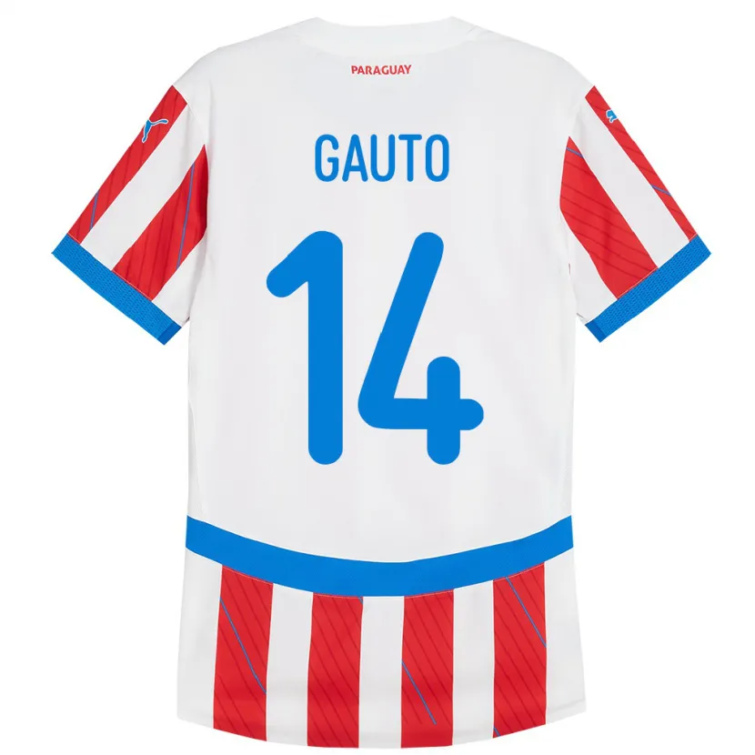 Danxen Kid Paraguay Ariel Gauto #14 White Red Home Jersey 24-26 T-Shirt