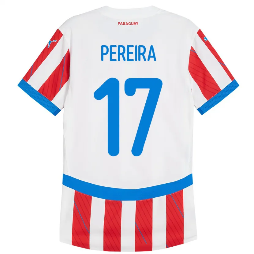 Danxen Kid Paraguay Kevin Pereira #17 White Red Home Jersey 24-26 T-Shirt