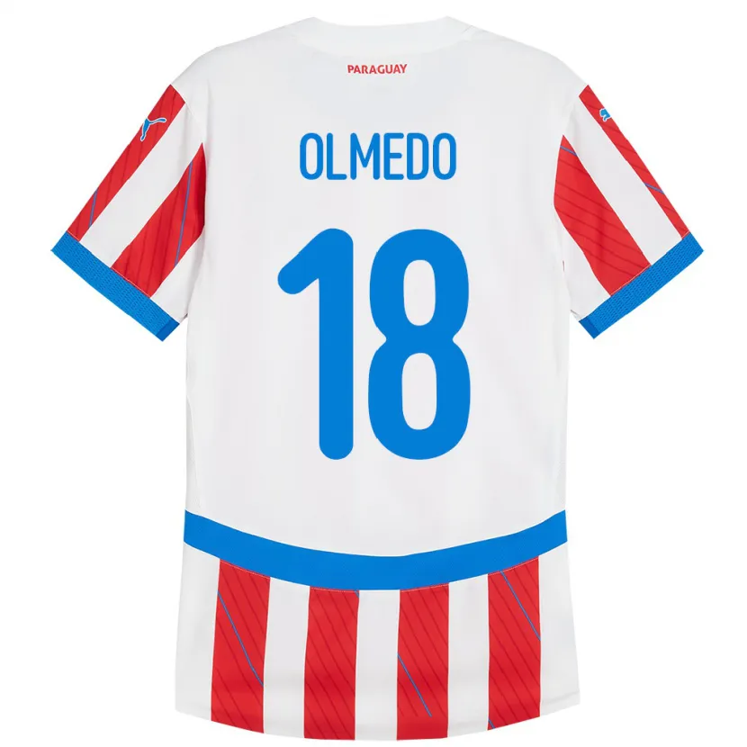 Danxen Kid Paraguay Cesar Olmedo #18 White Red Home Jersey 24-26 T-Shirt