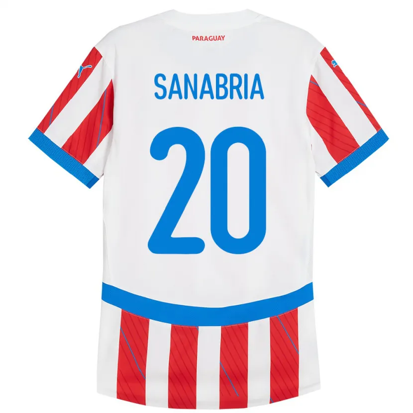 Danxen Kid Paraguay Tobías Sanabria #20 White Red Home Jersey 24-26 T-Shirt