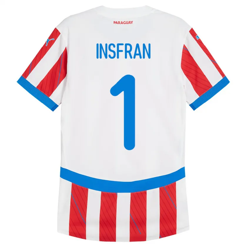 Danxen Kid Paraguay Facundo Insfrán #1 White Red Home Jersey 24-26 T-Shirt