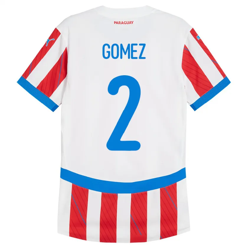 Danxen Kid Paraguay Rodrigo Gómez #2 White Red Home Jersey 24-26 T-Shirt